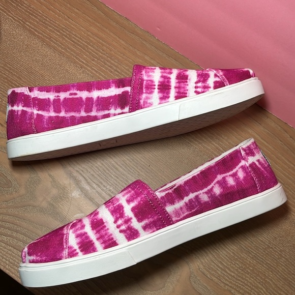 TOMS Alpargata Cupsole Plus Pink White Tye Dye Slip On Casual Canvas Comfy - Picture 7 of 9